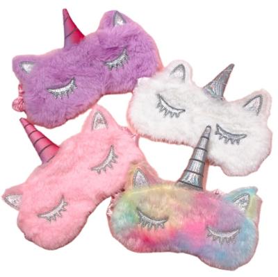 China Cute Unicorn Sleeping Eye Mask Women Shading Light Plush Cover Travel Cute Eyemask For Sleeping for sale