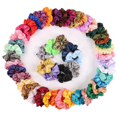 China 2021 Women's Hairtie 2021 Top Selection Wholesale Classic Solid Colors Satin Scrunchies Bulk Elastic Women Hairtie for sale