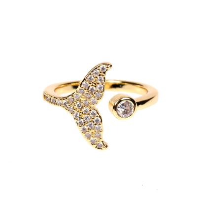 China RING Wholesale Fashion Personality Female Index Fishtail Open Ring Ring Tide Temperament Zircon Ring for sale