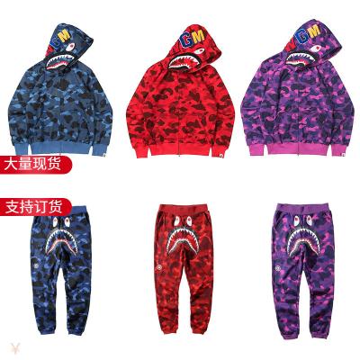 China 2022 Bape Monkey Shark Camouflage Hoodie Fashion Zipper Adult Teenage Casual High Quality Anti Shrink Full Zipper Unisex Jacket for sale