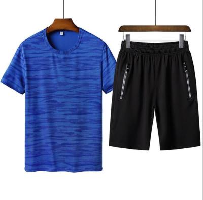 China Antibacterial custom made cheap T-shirts and zipper pocket mens shorts 2 piece set for mens shorts and tops for sale