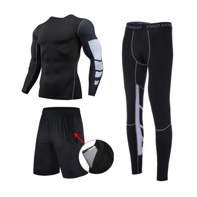 China Summer Quick-drying T-shirt Fitness Clothes Antibacterial Men's Sports Running Suit Short Sleeve Tights Shaping Sets for sale