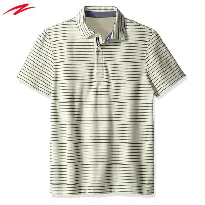 China Custom Made High Quality Black And White Striped Cotton Anti-pilling Plus Size Mens Polo T-Shirt for sale