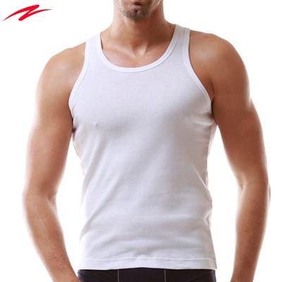 China High Quality Custom Antibacterial Leisure White Sleeveless Sports Shirt Fitted Gym Tank Tops For Man for sale