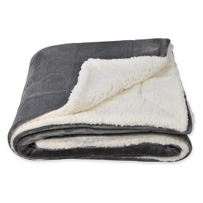 China Portable Brillmax Sherpa Fleece Throw Blankets Gray Plush Blanket Super Soft Double Sided Throw Luxurious Waist Blankets for sale