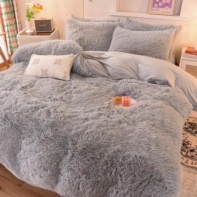 China UBEST Ultra Soft Nondisposable Duvet Cover Sets Shaggy Plush Duvet Cover Faux Fur Bedding Winter Luxury Wholesale Plush Bedding Set for sale