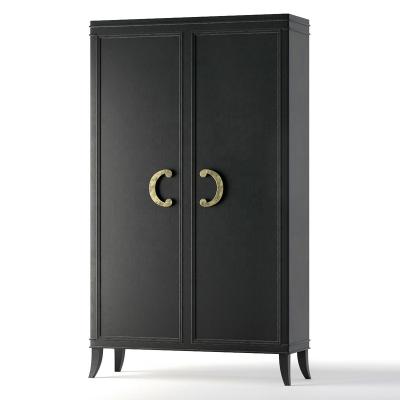 China Moon Black Handle Copper Color Hotel Bedroom 2 Door Solid Wood Artmest Olimpia Wardrobe for sale