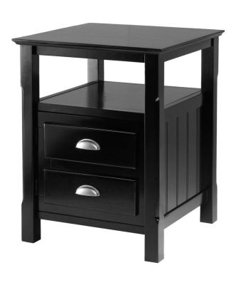 China PANEL black timber bedside table for hotel guest room nightstand for sale