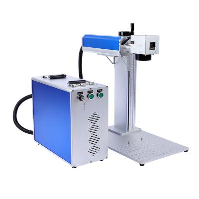 China Laser Metal Marking Laser Engraving Mark Desktop Smart Fiber Laser Marking Machine 20w 30w 50w Gold Color Raycus With Rotary Axis for sale