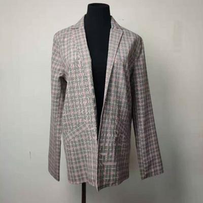 Cina Bottone - meno signore giacca sportiva, rivestimento casuale del tweed della giacca sportiva delle signore del plaid in vendita