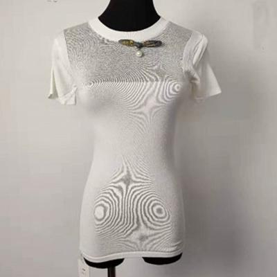 China Camiseta hecha punto de Bodycon de las mujeres atractiva y elegante con la decoración de la perla en venta