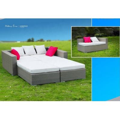 China 2022 awrf5080 outdoor garden rattan furniture 4 in 1 wicker sofa bed with alu frame 4 in 1 wicker sofa bed for sale