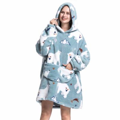 China Anti-Pull Custom Wearable Blanket Hoodie Winter Tv Hooded Blanket Hoodie Sherpa Fleece Hooded Blankets for sale