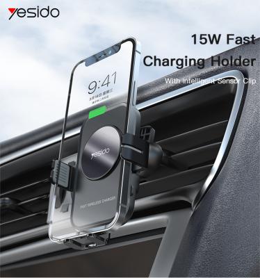 China 15W Qi Car Sensor Fast Automatic Wireless Smart Cell Phone Charger LED Clip Holder Mount Holder Stand Charging Charger for Iphone for sale