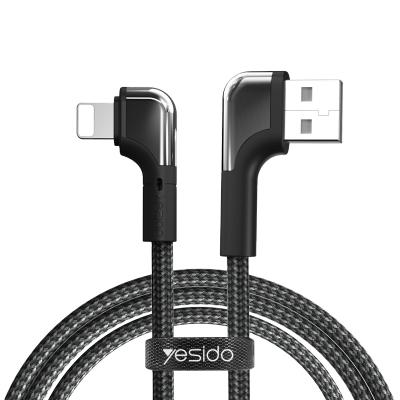 China Bending Cable 1.2M 2M 90 Degree Bend Cable 2.4A Usb Charger Cord Fast Charging Nylon Braided Cable For Iphone 12 11 for sale