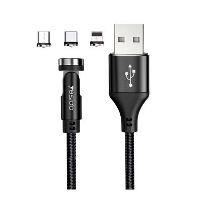 China Mobile Phone Etc.electronic Product Quick Detachable Fast Rotation 3A 540 360 Degree 3 In 1 Magnetic Type Micro Usb Data PD Charger Phone Charging Cable For Iphone for sale