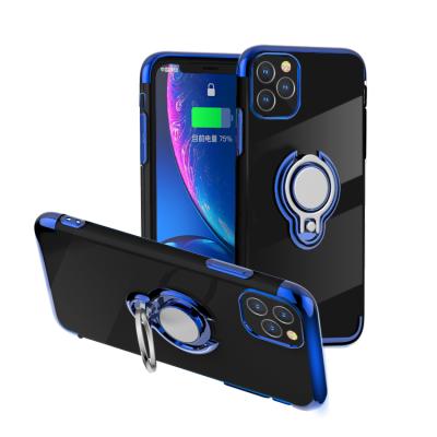 China With Steel Soft Transparent Phone Case Shell Cover Colorful Ring Holder Tpu Ring Stand Factory Price Mobile Phone For Iphone 11 for sale