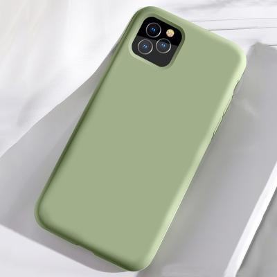 China Soft Touch Phone Case China Manufacturing Colorful Solid Soft Silicone Rubber Liquid Phone Back Cover For Iphone 11 for sale