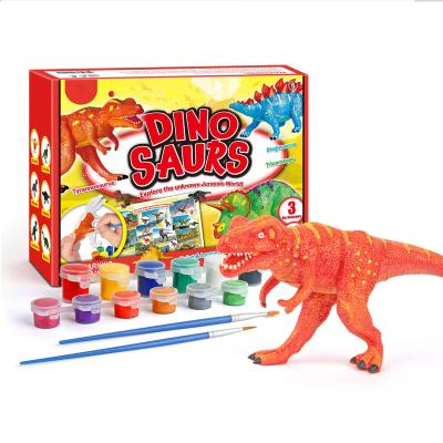 China Develop Hand-Eye Coordination DIY Toy Dinosaur Paint Set Simulation Children Animal Graffiti DIY Painted Toys for sale