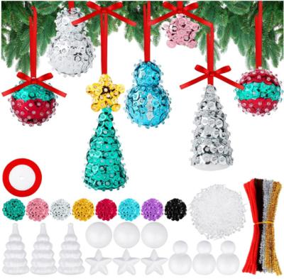 China Diy Hobbies 12 Pack Hanging Sequin Ornaments Balls Decorative Craft Balls Set For Holiday Wedding Party for sale