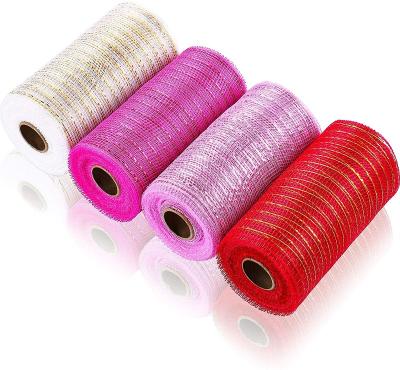 China 4 Rolls 30ft Viable Colored Metallic Aluminum Mesh Ribbon Poly Mesh Ribbons For Home Decor for sale