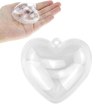 China Wholesale Eco - Friendly Heart Shape Clear Christmas Festival Ornament Hollow Plastic Ball For Decor for sale