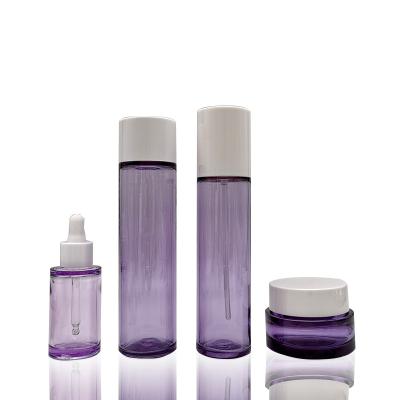 China Hot Selling 2OZ PET Bottle Jar 60ml Recyclable Purple Thick Wall Empty Luxury Cream Jar Plastic Cream Container for sale