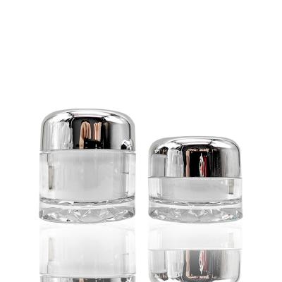 China Factory New Products Recyclable Luxury Cream Jar Double Wall Silver Plastic Jar 30ml Screw Cap Jar for sale