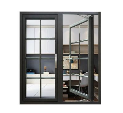 China Double Aluinum Window Tempered Glass Screen Hurricane Impact Windows Magnetic Thermal Aluminum Casement Window Cutoff for sale