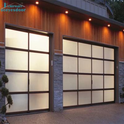 China Waterproof Seeyesdoor Roll Up Glass Aluminum Mirror Garage Door Design for sale