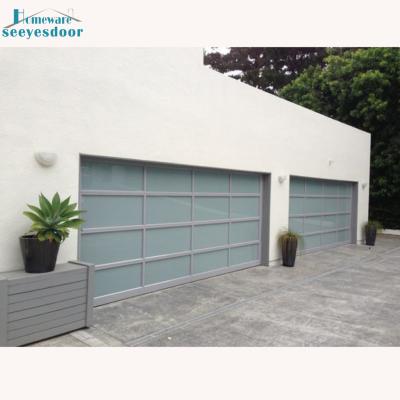 China Seeyesdoor Waterproof Exterior Double Glass Garage Door , Outside Aluminum Garage Door for sale