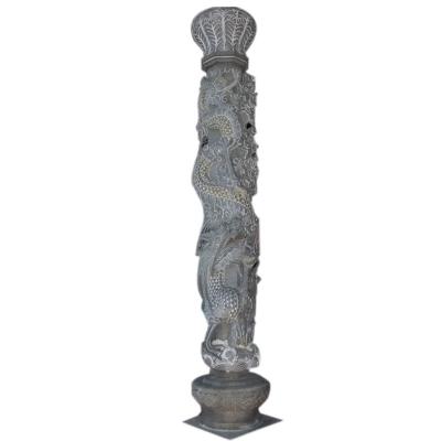 China Solid Carved Stone Roman Columns Marble Porcelain Dragon Pillar for sale