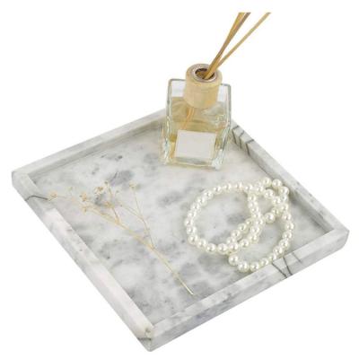 China (Size)Real Adjustable Natural Marble Bathroom Vanity Tray/Organizer Tidy for Cups, Shampoo Perfume Jewelry (Cloud Grey, 9.84Lx9.84Wx1.18H) for sale