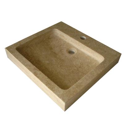 China Shampoo Sinks Bathroom Kitchen Hand Wash Marble Stone Sinks Custom Square Beige Marble Basin for sale