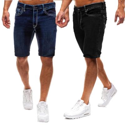 China Wholesale OEM Solid Color Blue Skinny Straight Casual Breathable And Half Pants Shorts Jeans For Men for sale