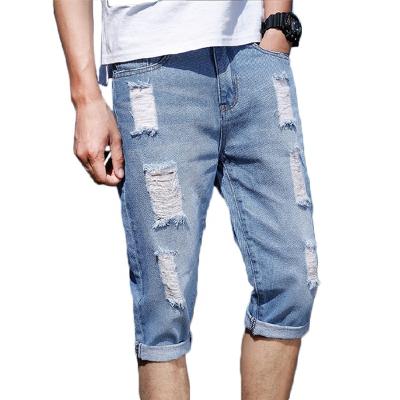 China Color Fade Proof Customized Logo Casual Style Spandex/Cotton Short Jeans For Men for sale