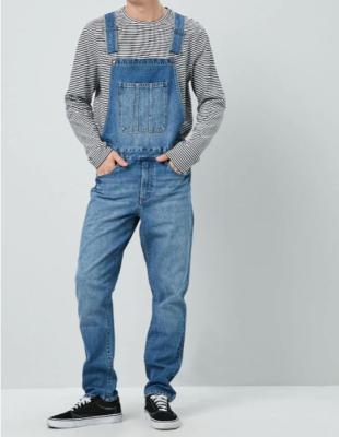 China Best Selling Mens Jumpsuits One Piece Pants QUICK DRY Loose Fit Straight Wash Blue Mens Denim Suspenders for sale