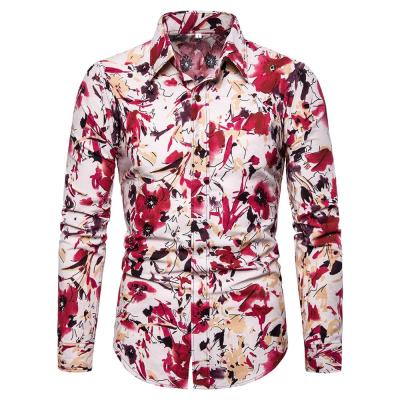 China 2020 Breathable Latest Wholesale Plus Size High Quality Shirts For Men Casual Fashion Long Sleeve Floral Shirts With Comfortable for sale