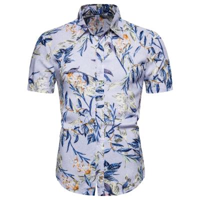 China Anti-pilling New 2020 Springs 100% Cotton Hawaii Style Slim Plus Size High Quality Mens Floral Short Sleeve Shirt With Vacation Style for sale