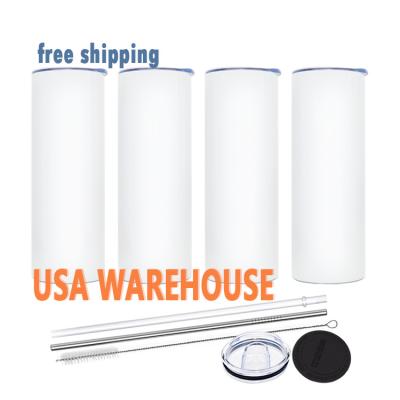 China USA Warehouse 20oz Sustainable Double Wall Sublimation Masks Mugs Stainless Steel Tumblers With Straw And Rubber Bottom for sale