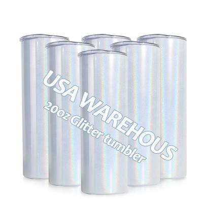 China Sustainable US Warehouse Stocked To Shimmer Bulk Glitter Tumblershimmer Light Tumbler Light Tumblers With Slipping Lid And Straw for sale