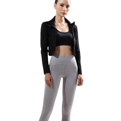 China Cheap Wholesale Breathable Women Slim Fit Breathable Sports Wear For Ladies Yoga Jackets With Half Zipper for sale