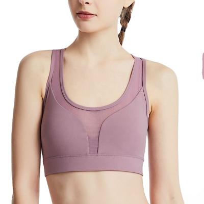 China 2021 New Mesh Breathable Cavity Sports Beautiful Back Naked Yoga Running Underwear Fitness Shockproof Gathered Bra for sale