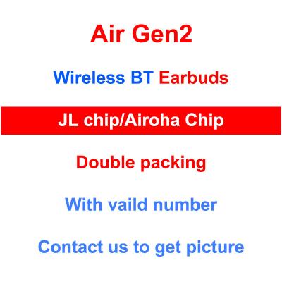 China Earbuds TWS 2nd generation jieli and 1562m air2 headphones valid serial number free airpots for sale