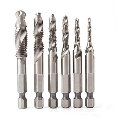 China Hex Shank Spiral Drill Screw Thread Taps Metric Drill Bit Set Hex Tap Drill Bit / Imperial Spiral Spline Machine Screw for sale