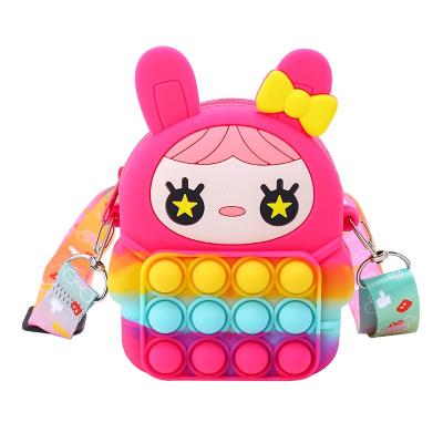 China Fashion Nova Funny Educational Shopping Cute Children's Messenger Bag Silicone Bubble Busy Person Toy Bag for sale