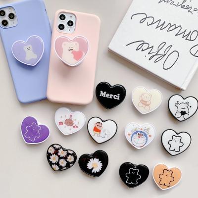 China PORTABLE creative dripping glue love cartoon love airbag bracket live broadcast mobile phone accessories gift logo lazy folding custom for sale