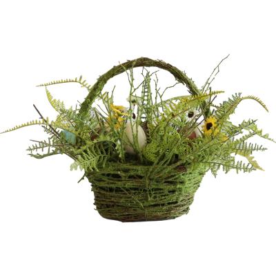 China New Design Spring Faux Easter Ornament Artificial Daisy Egg Baskets Decoration For Garden Shelves 24cmX31cm Roughly Or Customized for sale