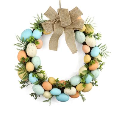 China Factory wholesale new design plastic artificial easter egg garland decor with bow for sale