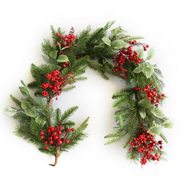 China Branches warm home Christmas needlepoint 180mm artificial pine home decor 160mm door garland New door branches berrty wreath for sale